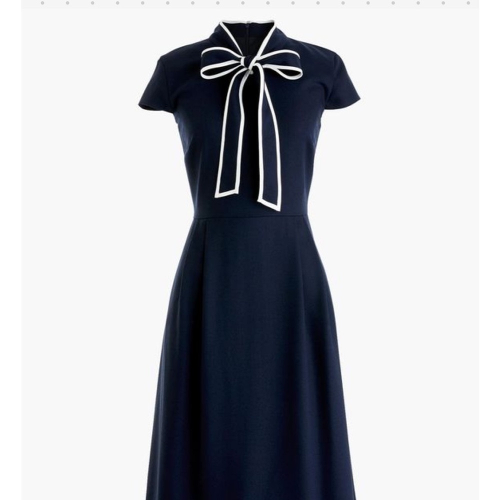 J. Crew 4T Blue and White A-Line Midi Dress with Flutter Sleeves